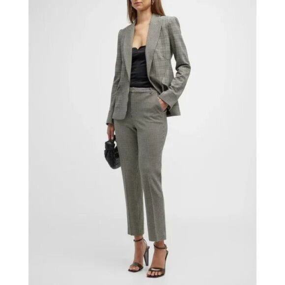 L'AGENCE Chamberlain Grey Plaid Houndstooth Single Breasted Blazer Jacket - Picture 4 of 15